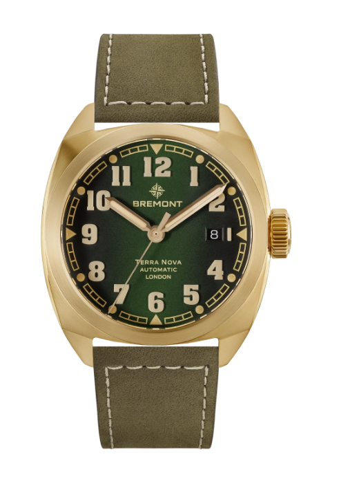 Replica Bremont Watch Terra Nova 40.5 Date Bronze Leather Strap